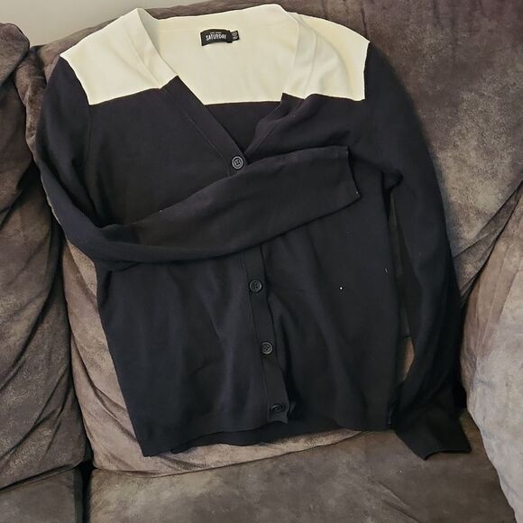 Kate Spade Xs Top Cardigan Sweater Vneck Button Down Colorblock - Picture 6 of 8